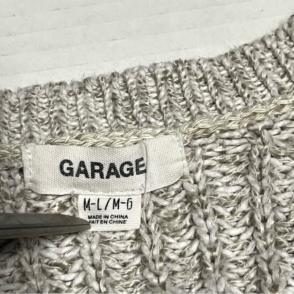Garage Women's Beige Knit Cardigan Sweater - Picture 3 of 8